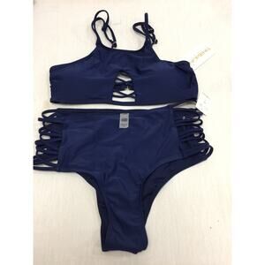 NWT TINI BIKINI WOMENS HI NECK HI WAIST CAGED BIKINI SIZE M